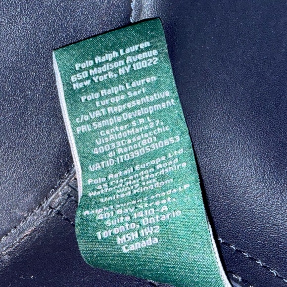 Ralph Lauren Navy Leather Drawstring Shoulder Bucket Bag with Gold RL Accent - Picture 8 of 9